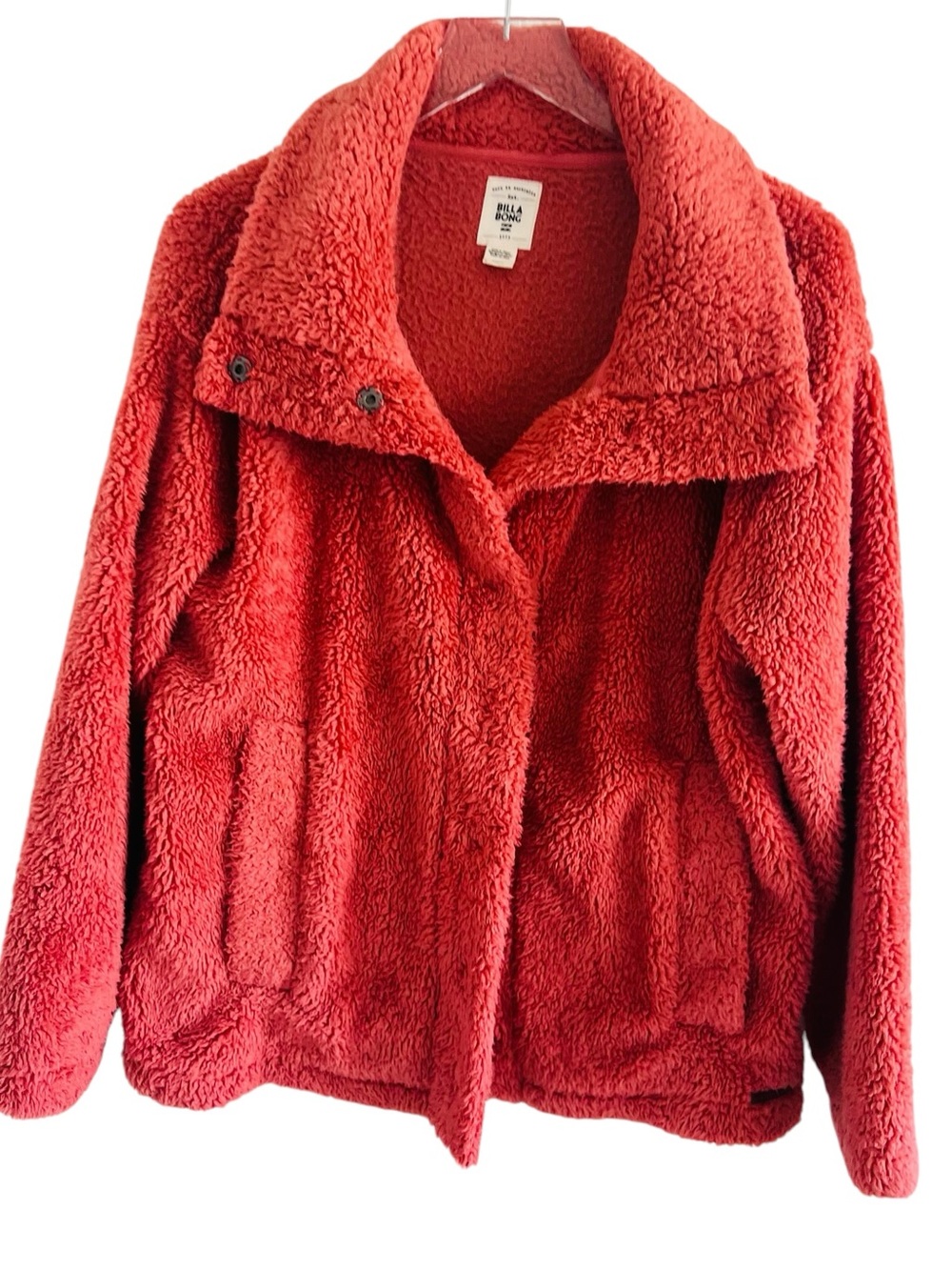 Billabong Red Sherpa Jacket - Women's Cozy Fleece Coat